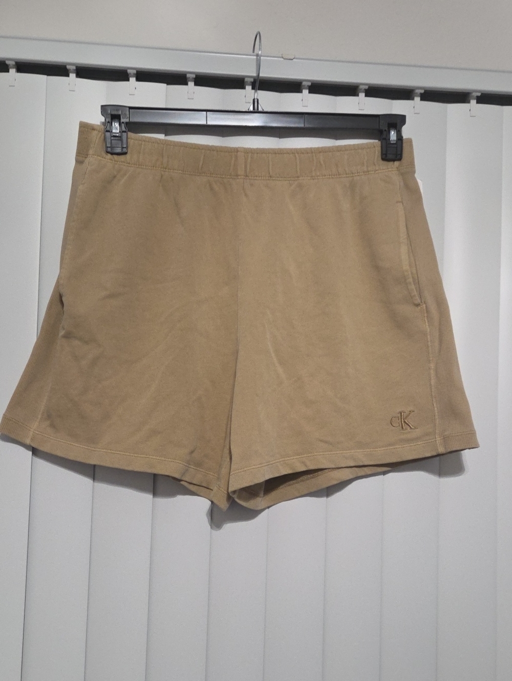 Calvin Klein Beige Elastic-Waist Cotton Shorts
